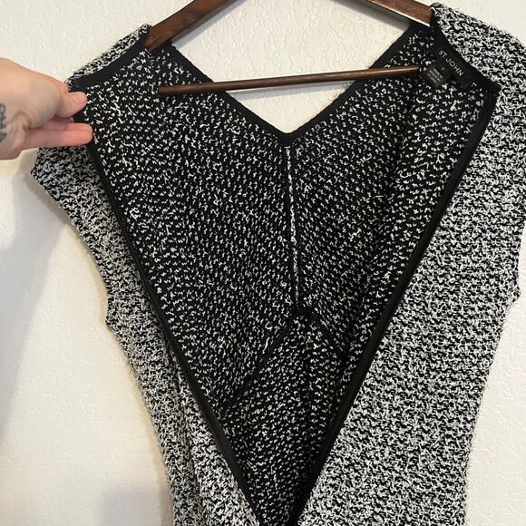 St. John Tweed Eyelash Space Dye Sheath Dress Black Green White 6 - Picture 7 of 9